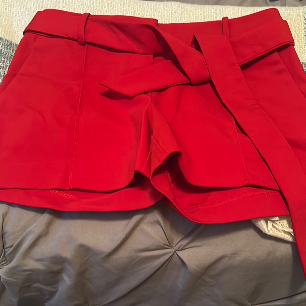 LOFT Red High Waist Shorts with Belt